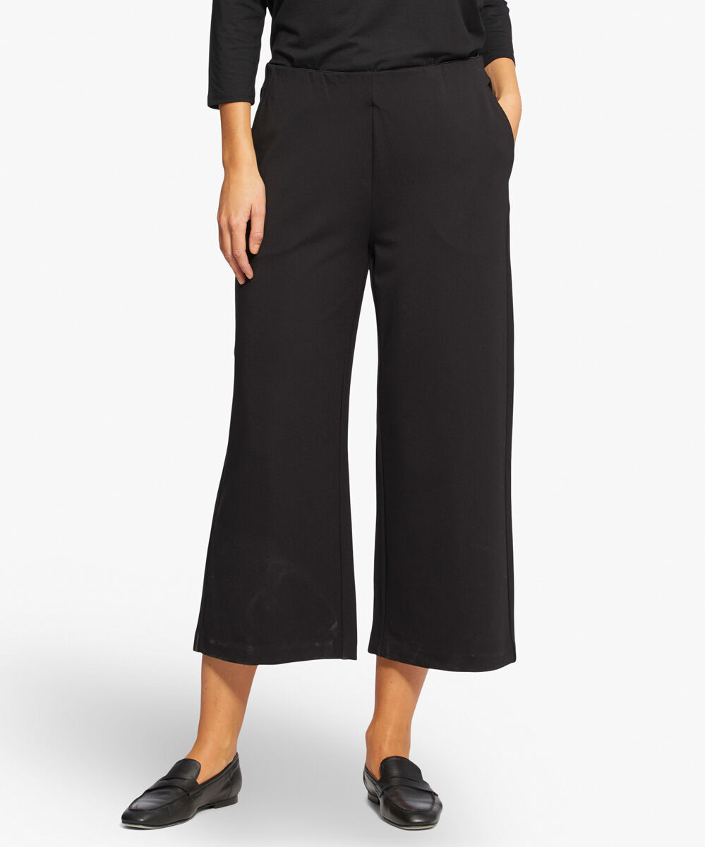 Schwere Jerseyhose mit weitem Bein, Black