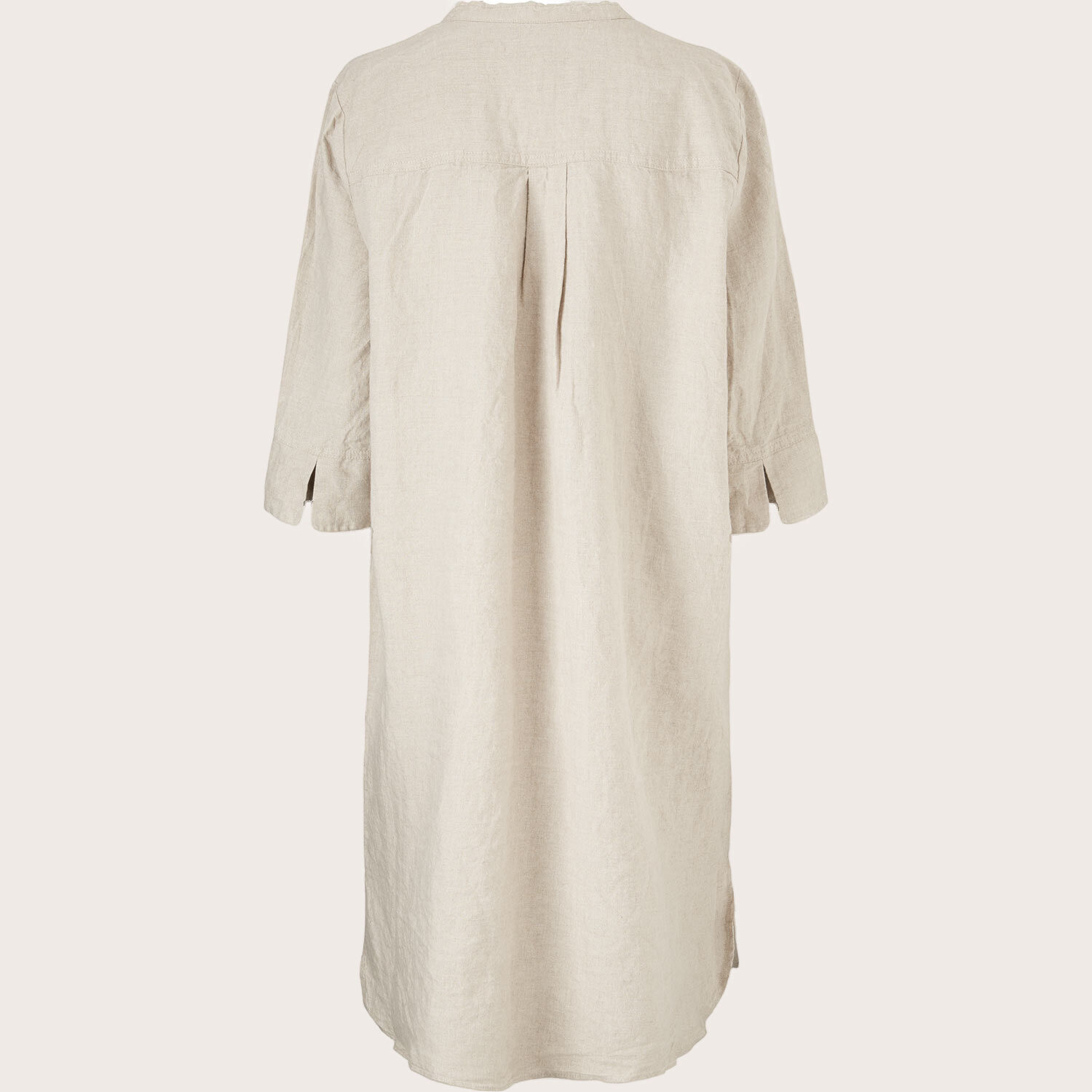 Hemdkleid aus Leinen mit Dreiviertel&auml;rmeln, Natural
