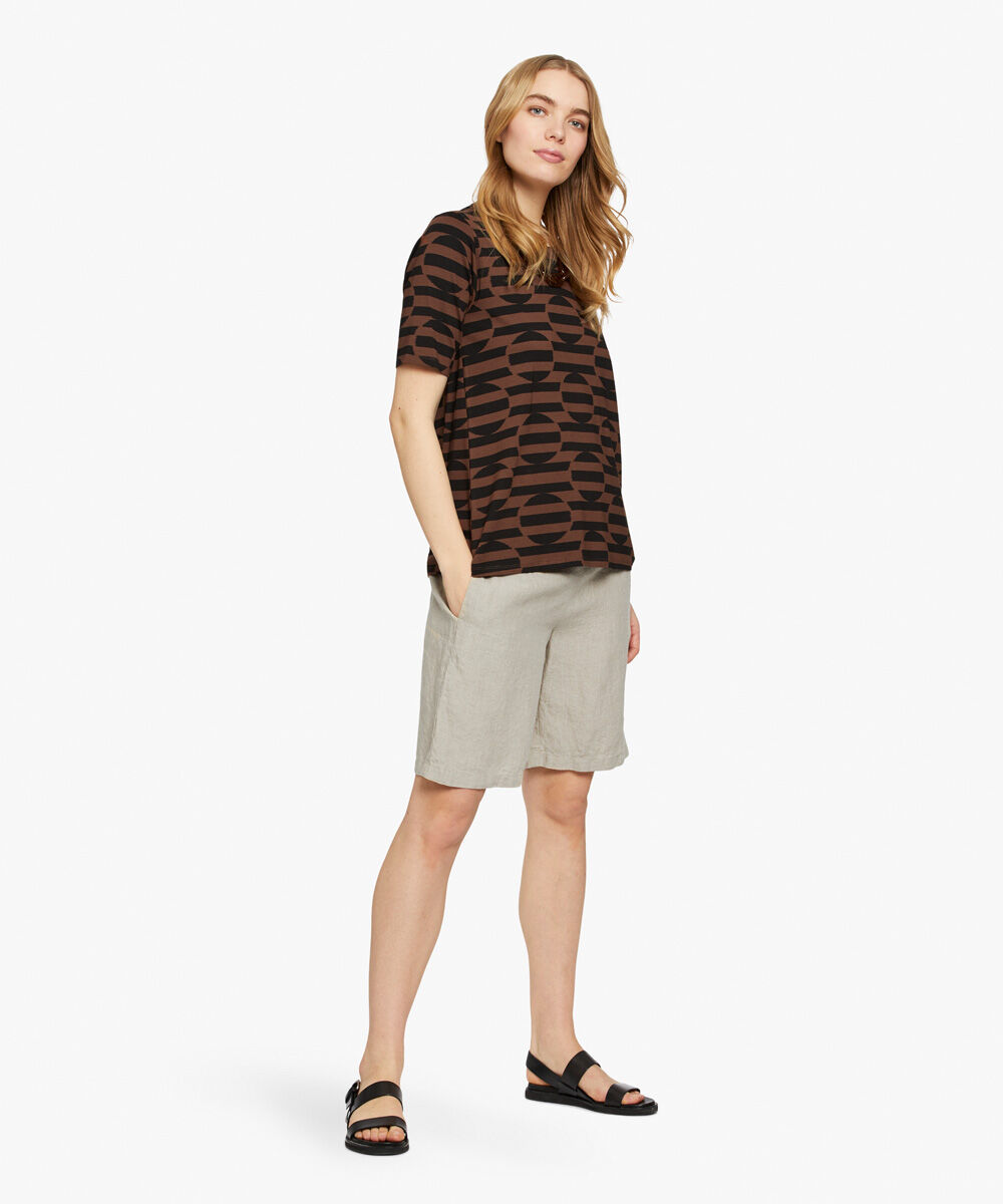 Leinenshorts Mit Gesmoktem Gummizug Hinten, Natural