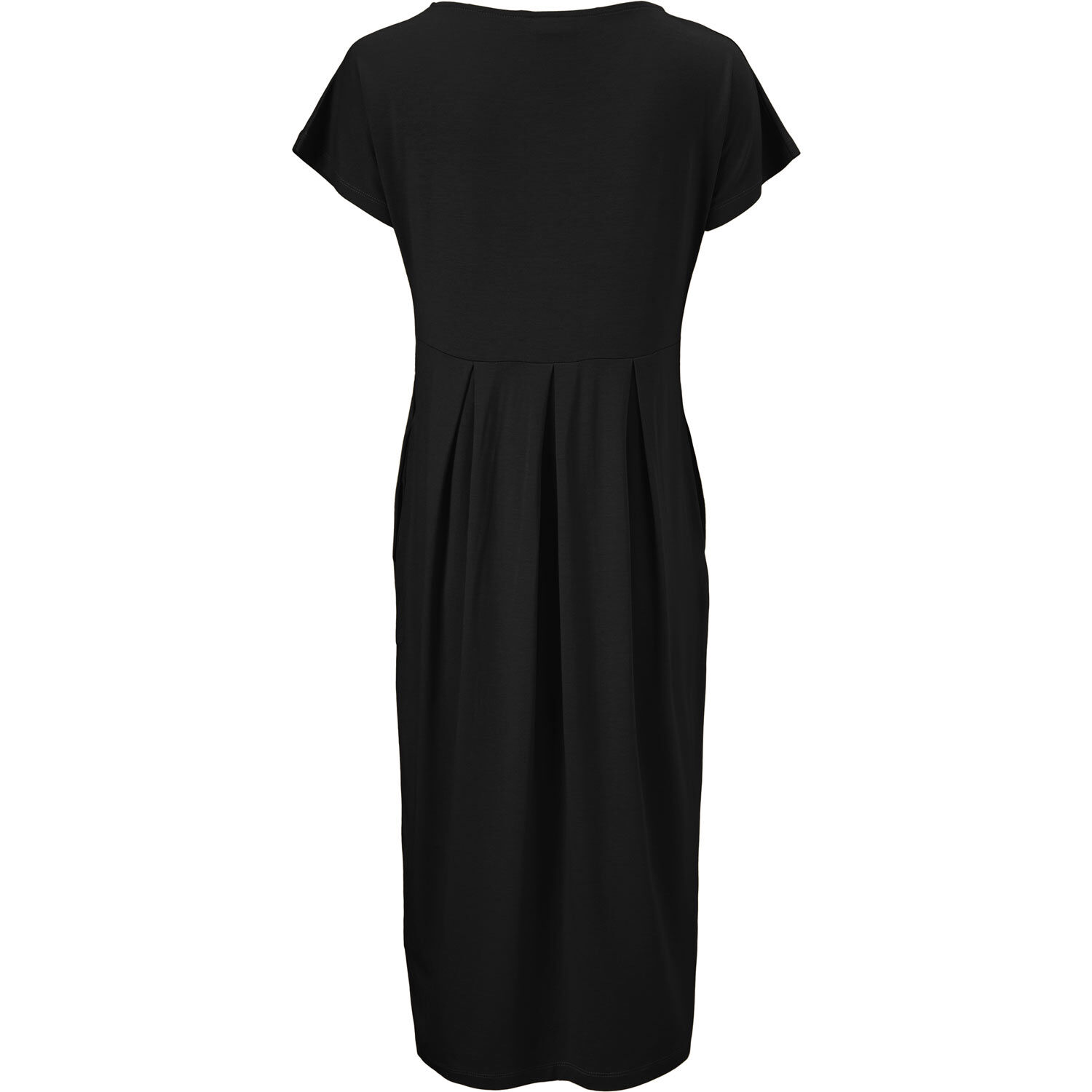 Tulpenkleid mit kurzen &Auml;rmeln und Rundhalsausschnitt, Black